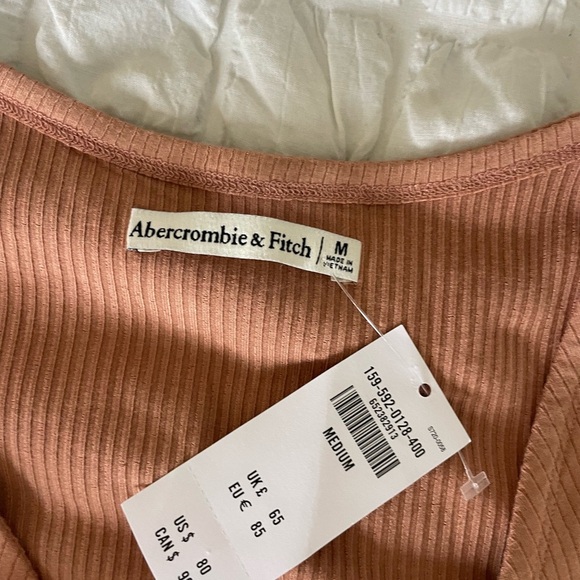 Abercrombie & Fitch Ribbed Tan Midi Dress with Keyhole Detail - Picture 6 of 8